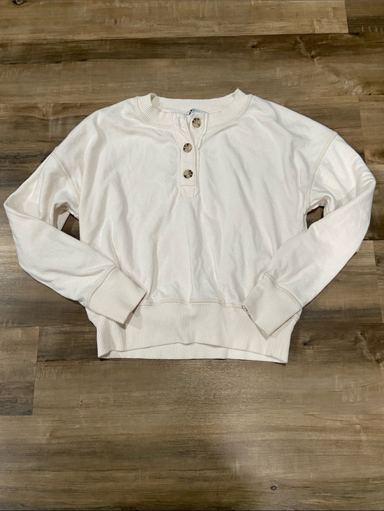 aerie Sweaters - aerie Cream Button-Front Henley Sweatshirt
